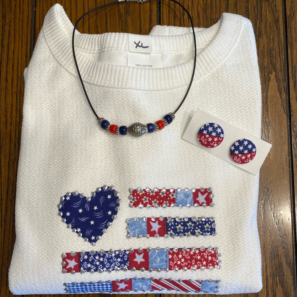 Cute handmade top / matching necklace/earring set